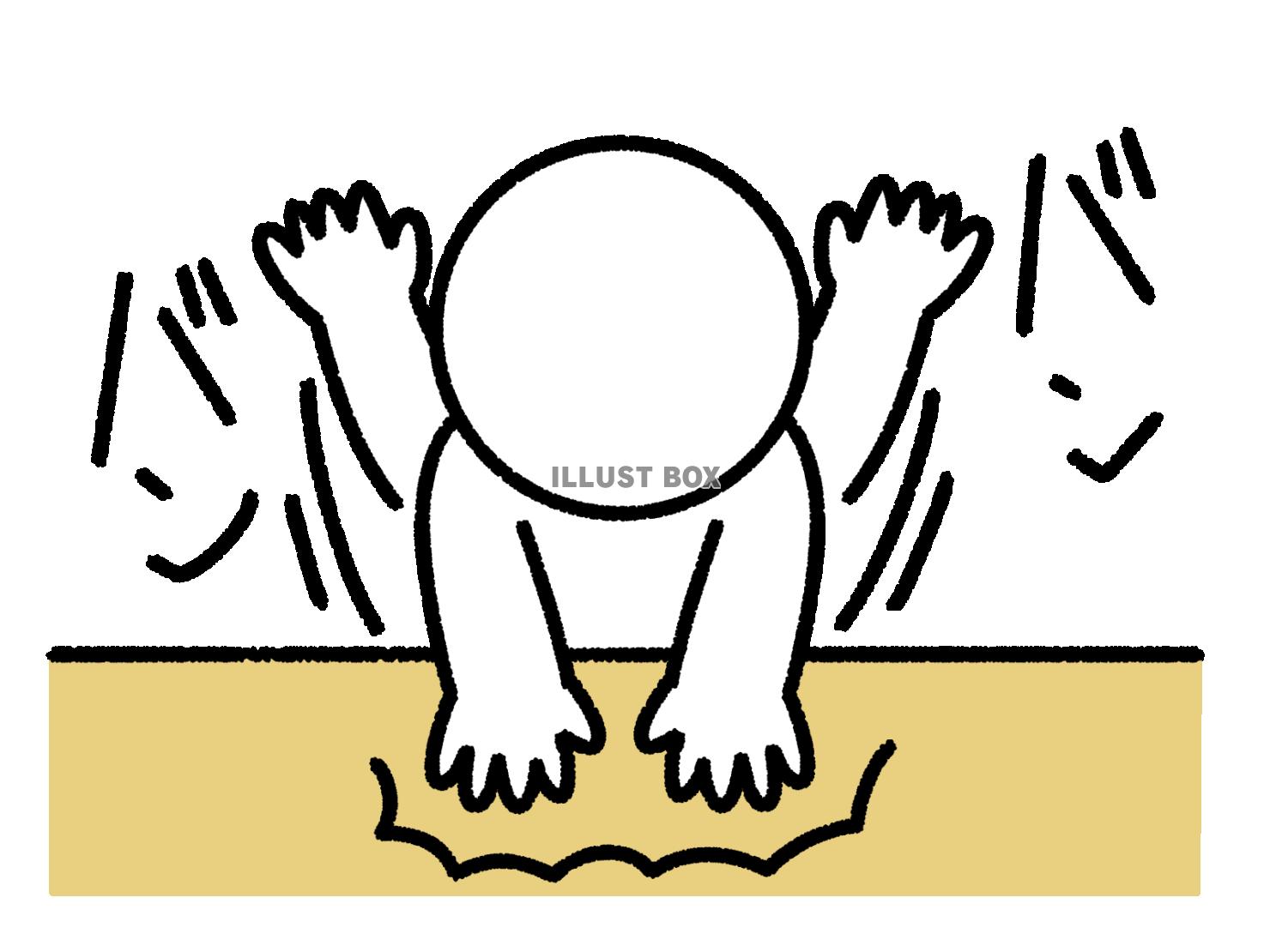 両手で机を叩く棒人間