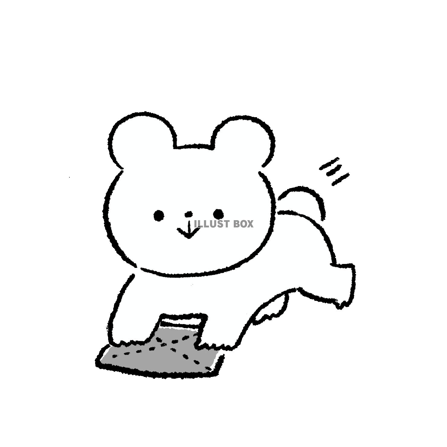 床を雑巾掛けするくま