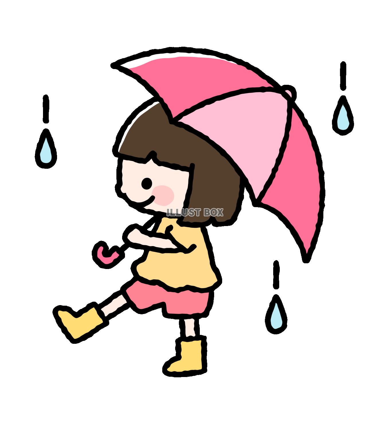 傘をさす女の子　雨