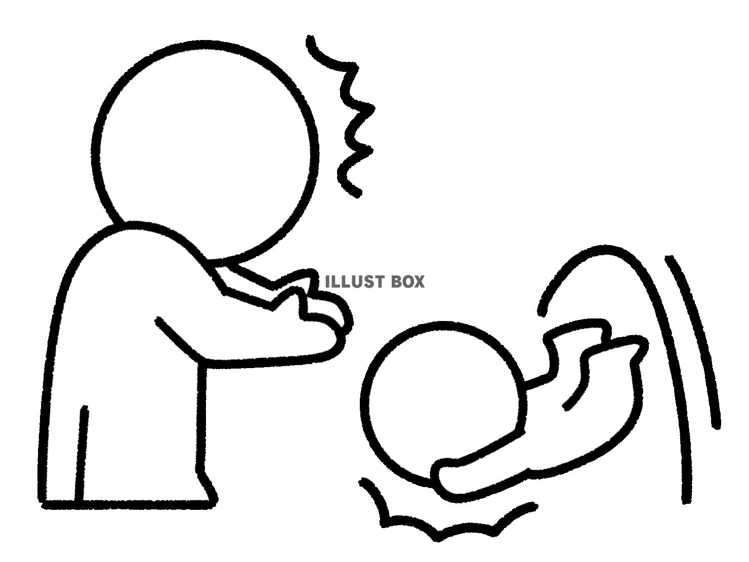 こける子供に驚く棒人間