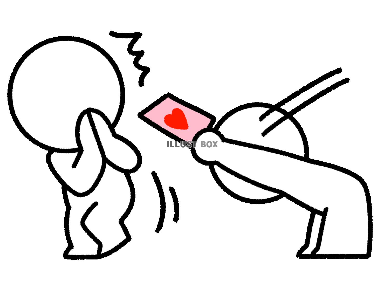 ラブレターを渡されて驚く棒人間