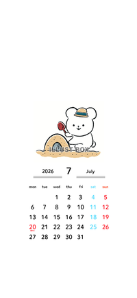 7月カレンダーの無料イラスト