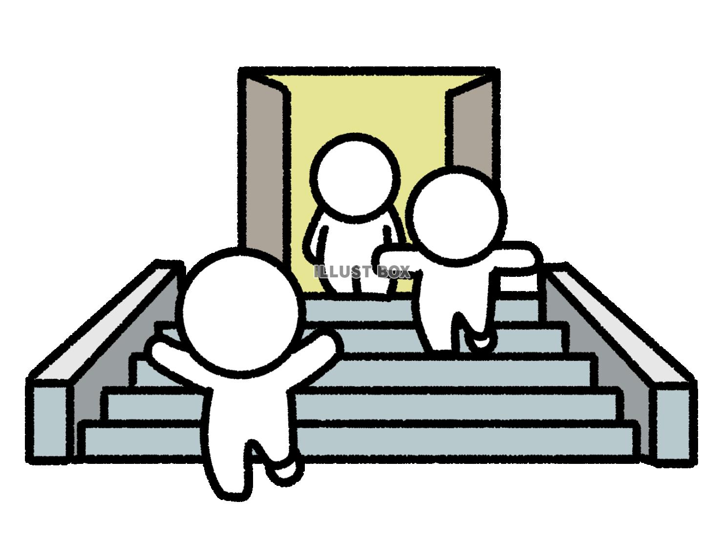 階段から降りてくる棒人間