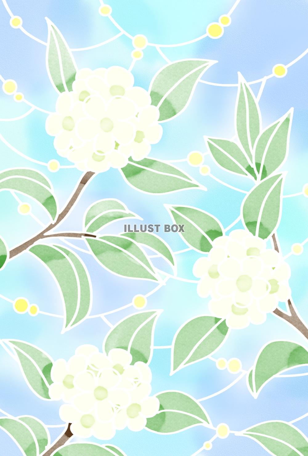 ろうけつ風背景・白い花枝