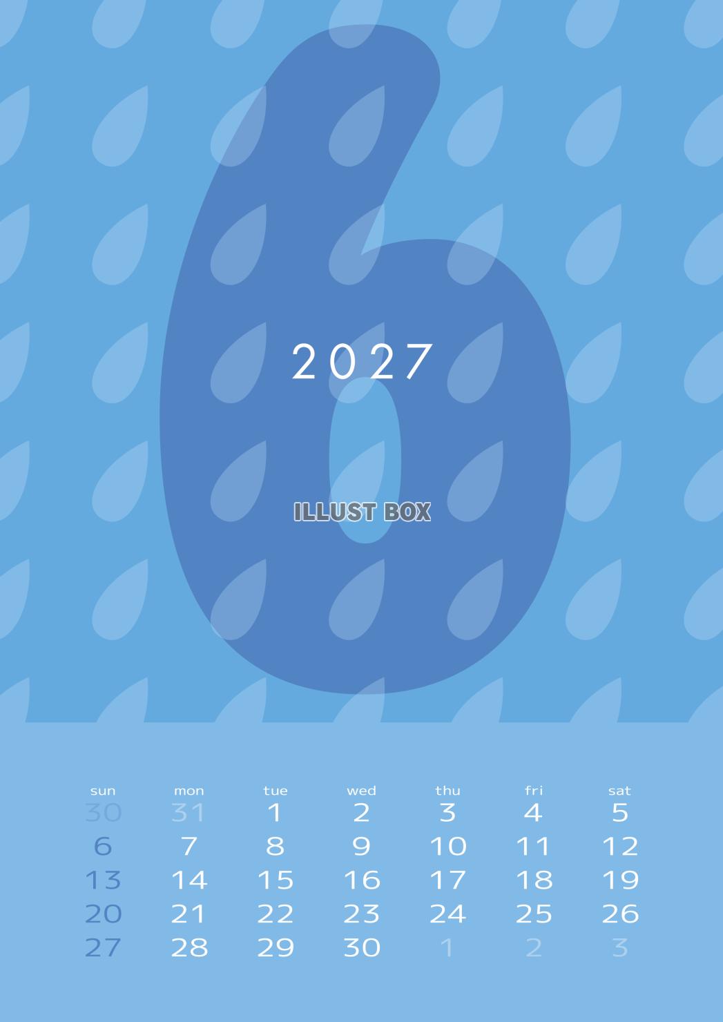 2027年カレンダー6月グラフィック