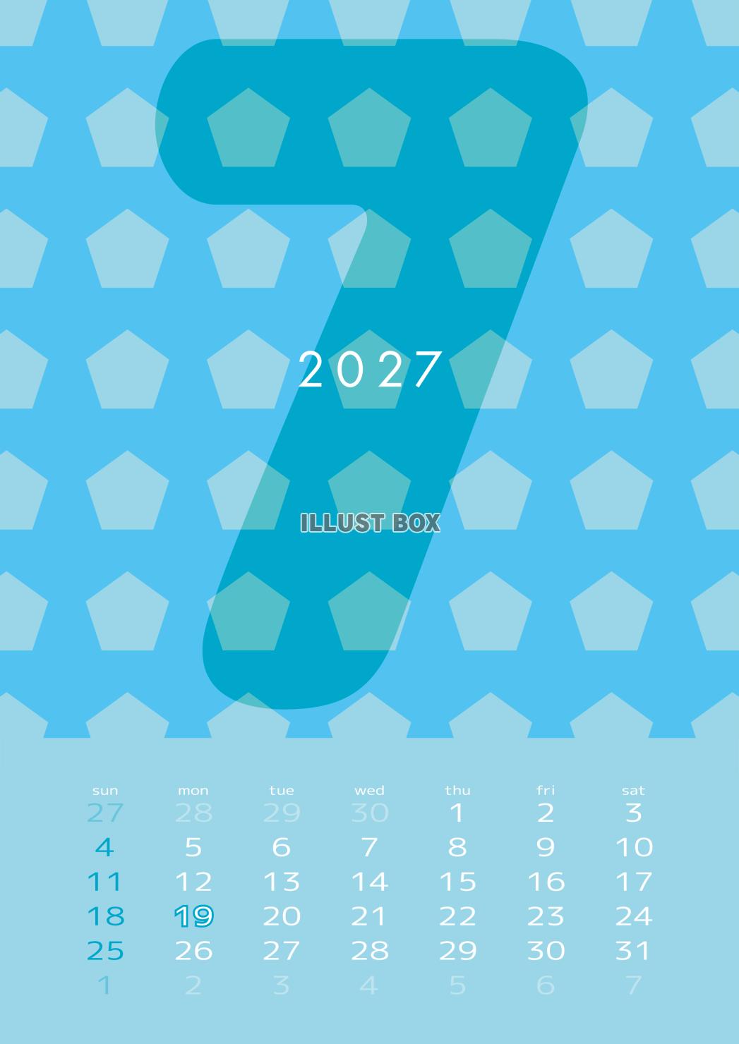 2027年カレンダー7月グラフィック