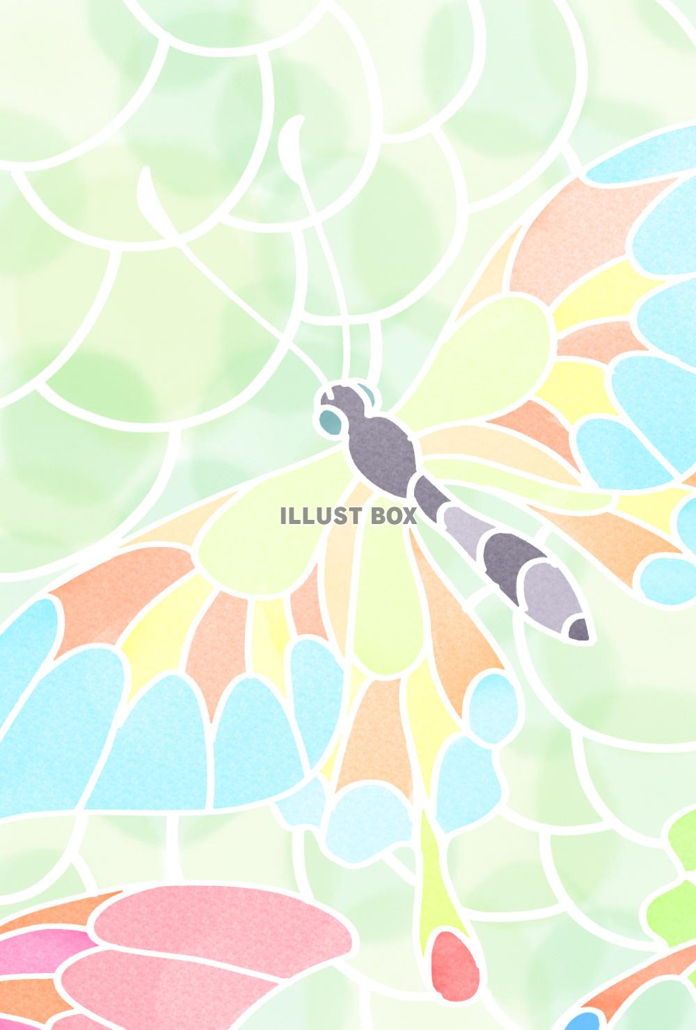 ろうけつ風背景・蝶