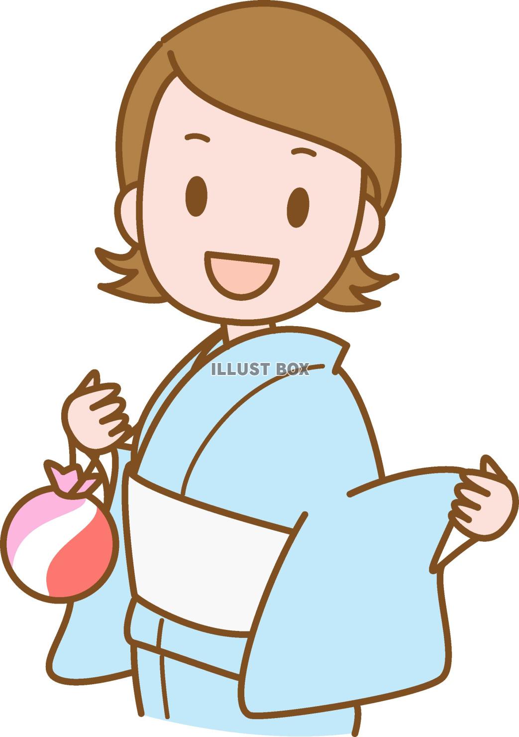 浴衣姿の笑顔の女性