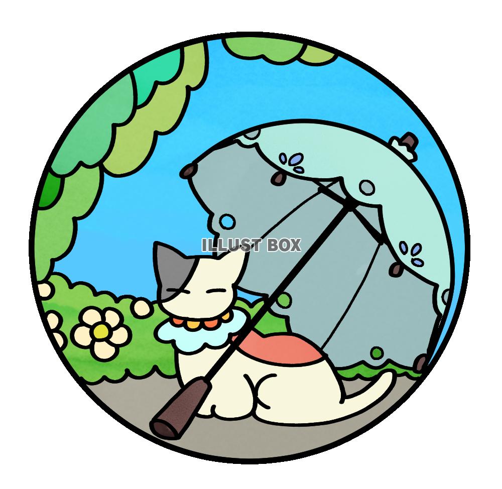猫のステンドグラス風イラスト・日傘
