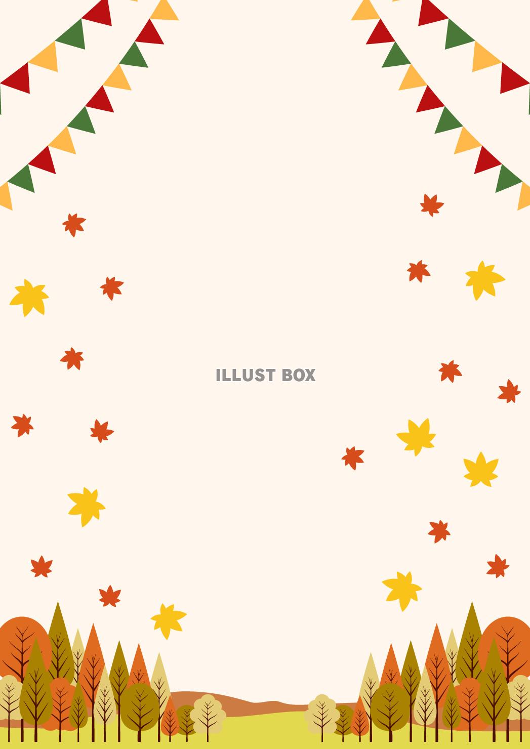 紅葉、林、秋、旗、野原、縦