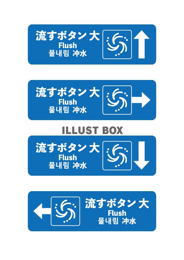 トイレを流すボタン大の位置を示すPOP