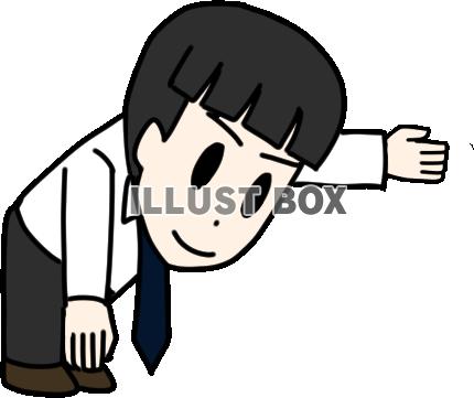 片手を前に出し案内するサラリーマン