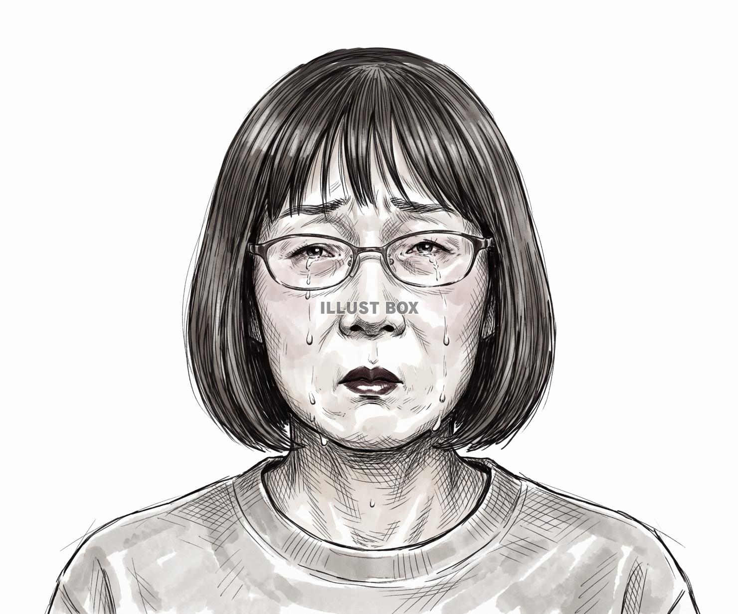 涙を流すチー牛（チーズ牛丼）弱者女性のイラスト素材
