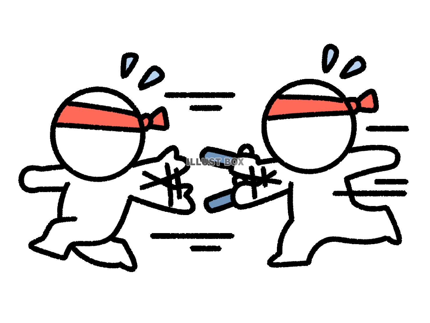 リレーのバトンが上手く渡せない棒人間