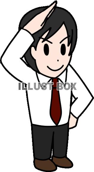 気さくに挨拶/敬礼しているサラリーマン