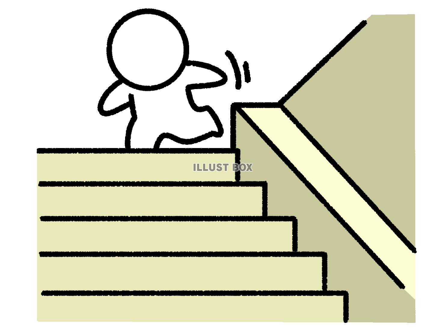 階段を降りようとする棒人間