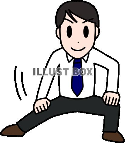 準備体操するサラリーマン
