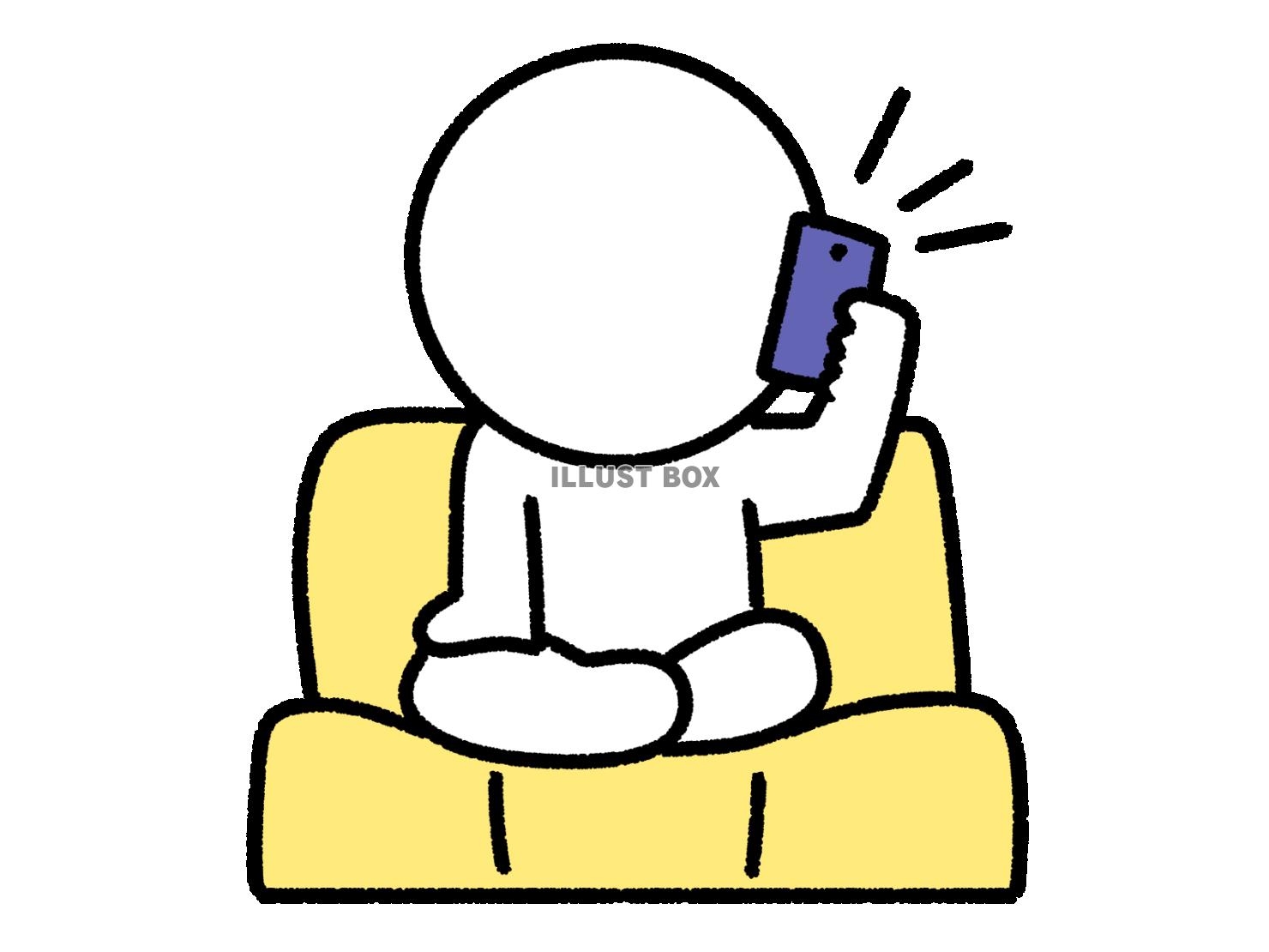 胡坐を組みスマホで話す棒人間