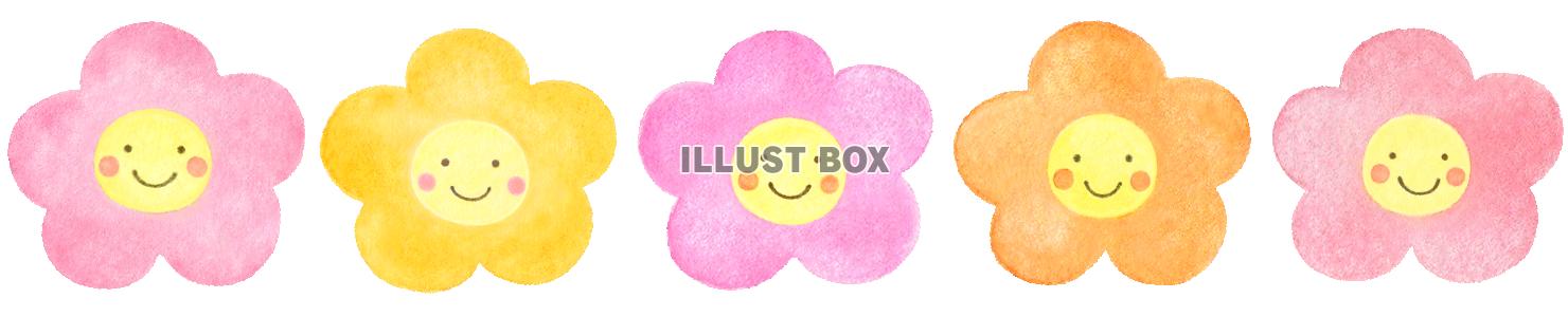かわいいお花のライン素材