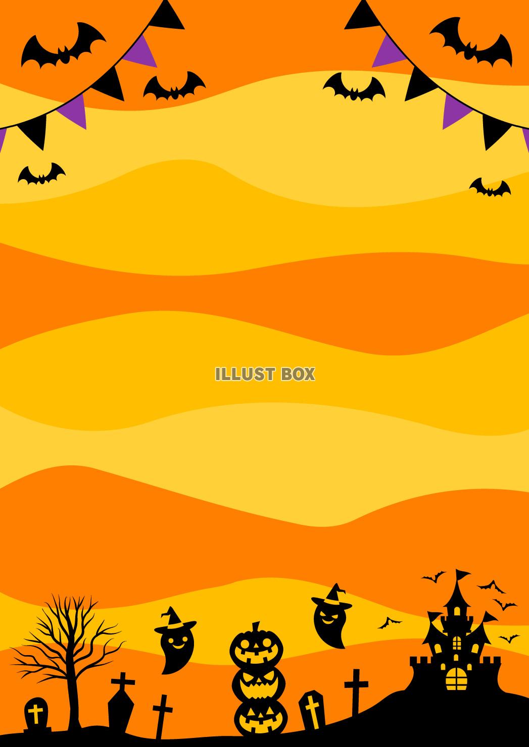 ハロウィーン・風景・旗・オレンジ色・縦