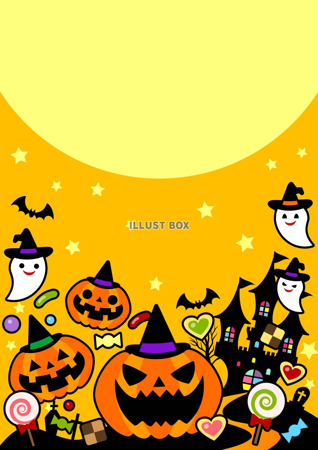 ハロウィーン・風景・漫画・オレンジ色・縦