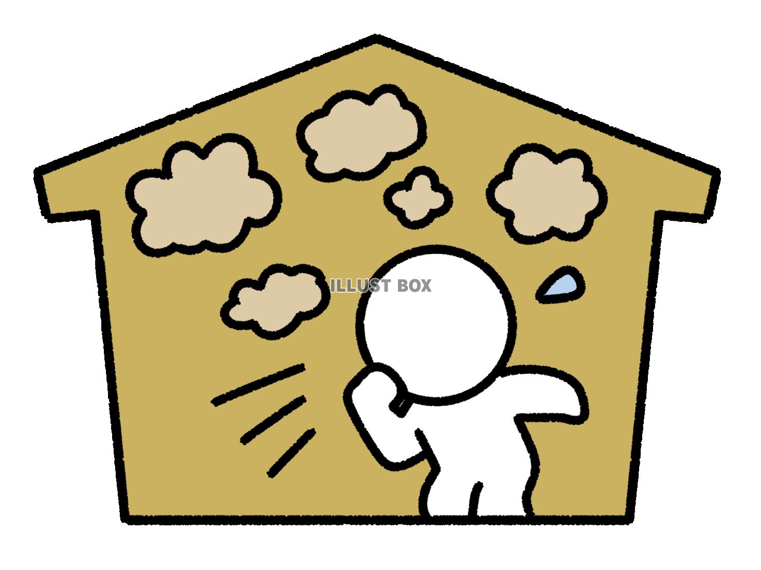 家の中のほこりで咳をする棒人間