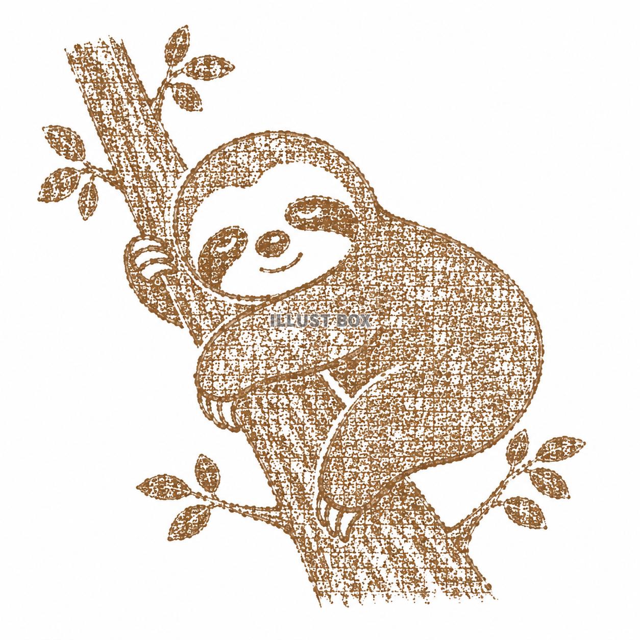ハンコ風　なまけもの　ワンポイント 
