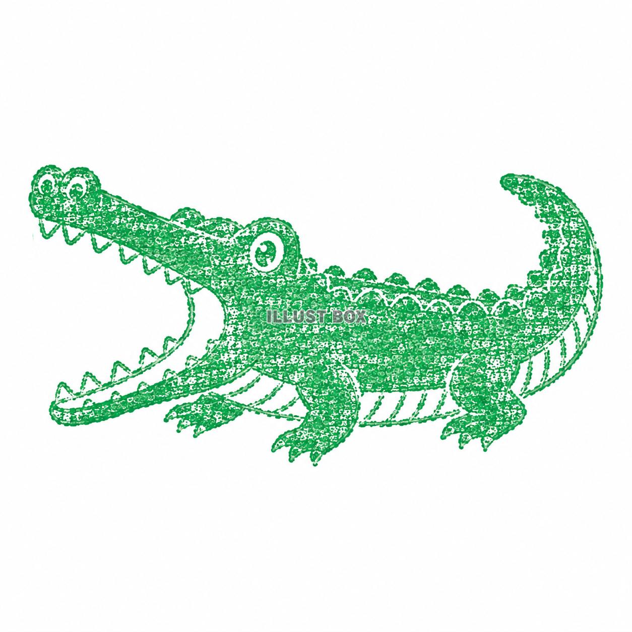 ハンコ風　わに　ワンポイント