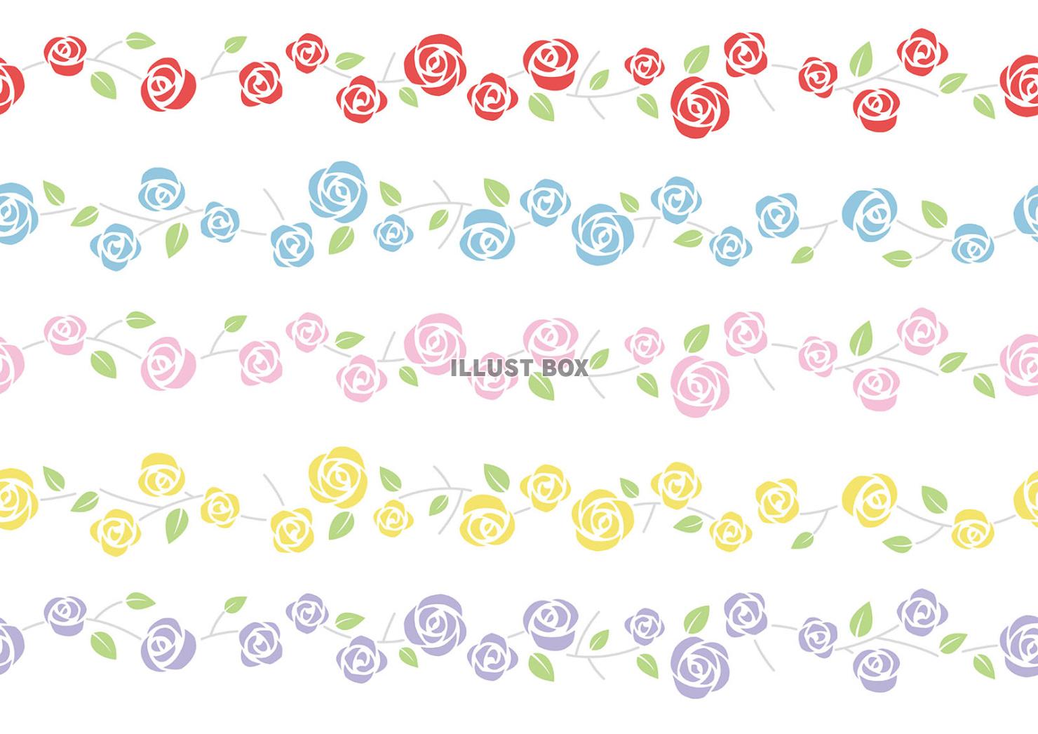 薔薇の花のシームレスなボーダーセット