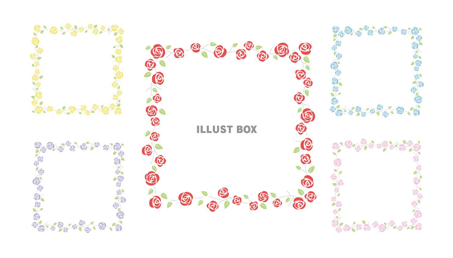 薔薇の花の正方形フレームセット