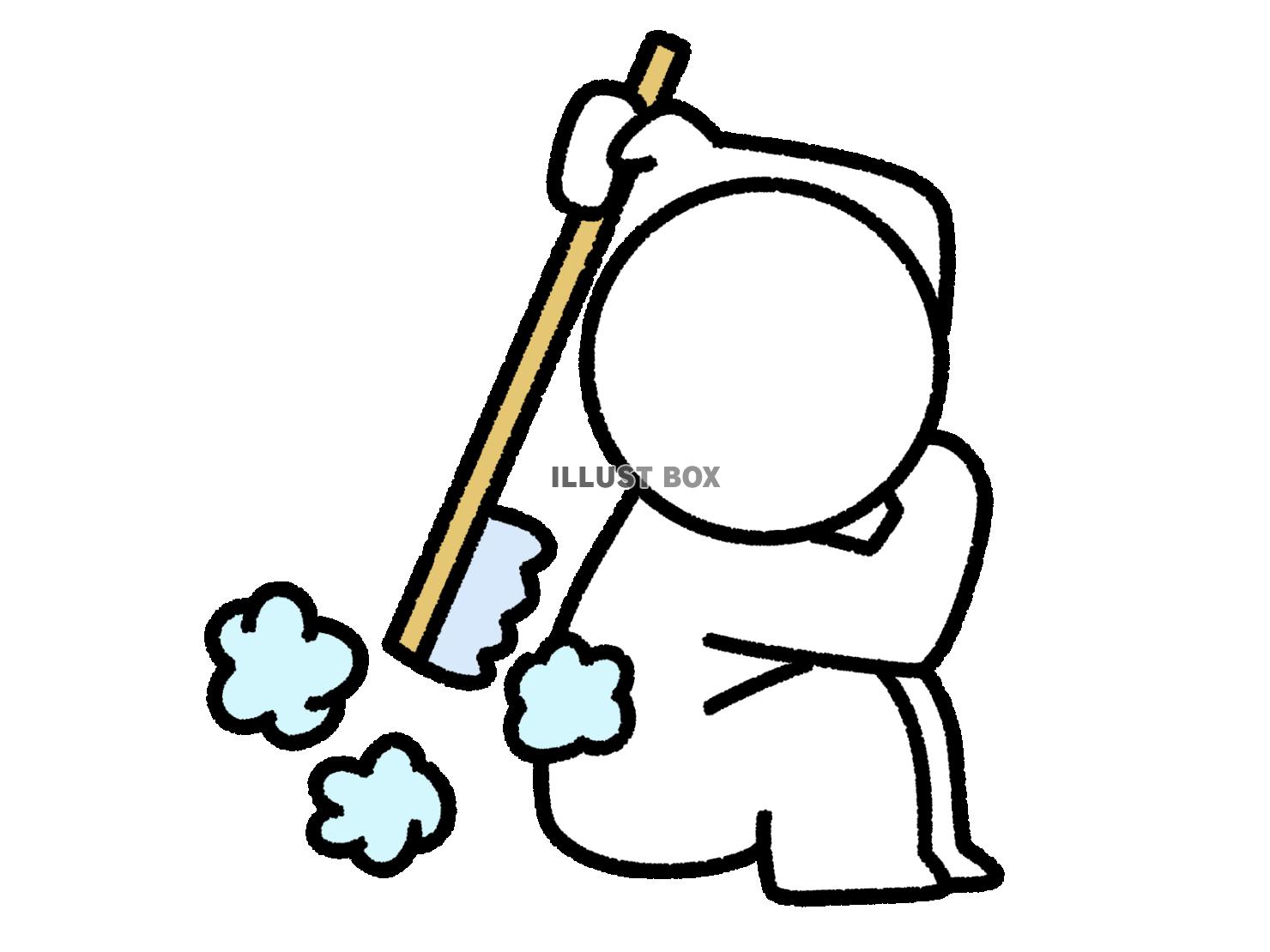 背中をブラシで掻く棒人間