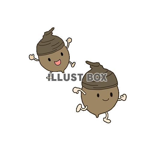 かわいいどんぐり（カラーモノクロセット）