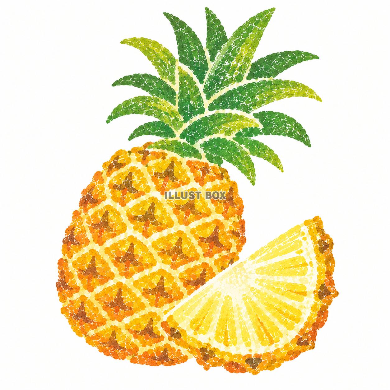 美味しい　パイナップル　イラスト　ハンコ風