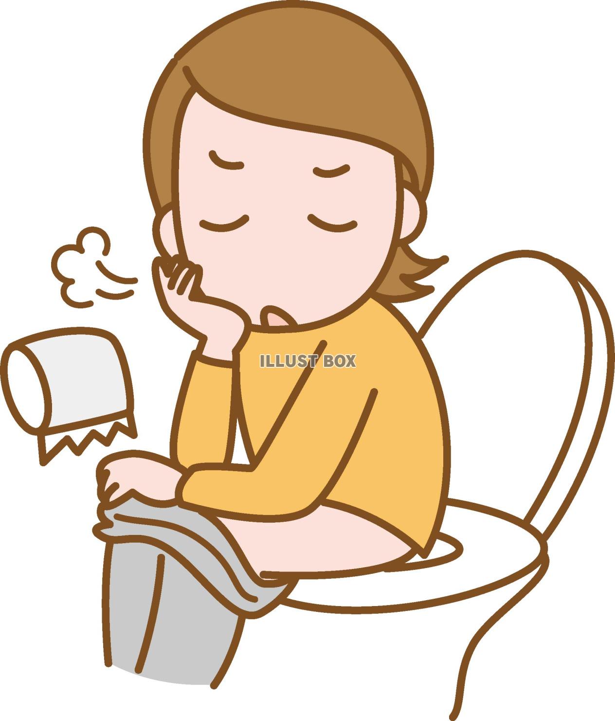 トイレで便秘に悩む女性
