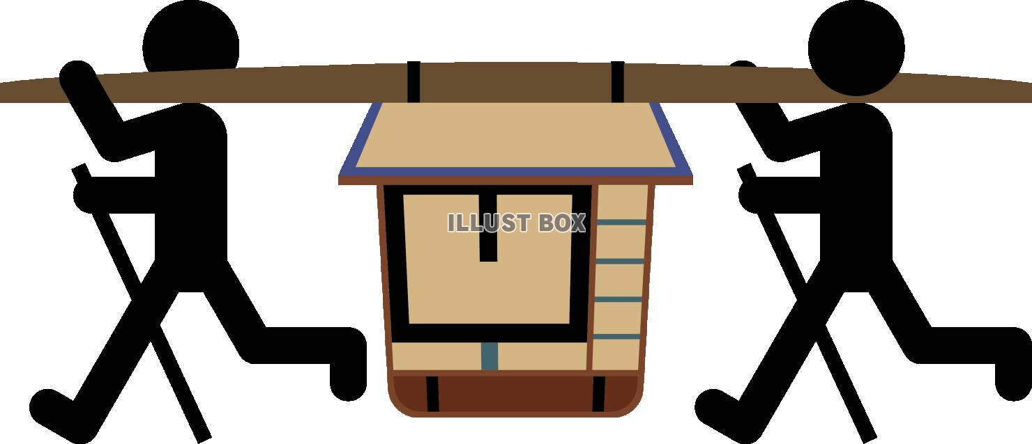 駕籠を担いで運ぶ江戸時代のかごかき