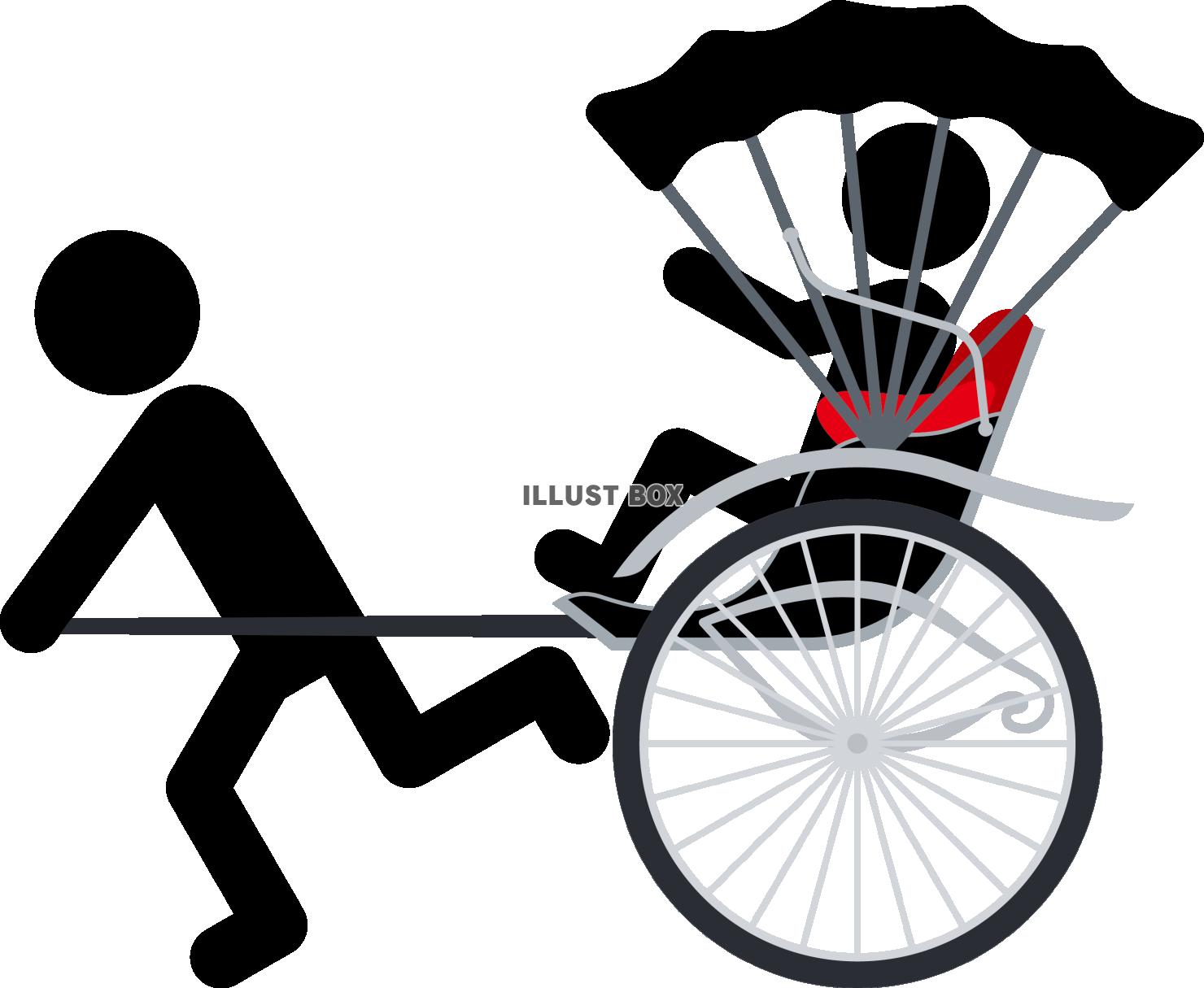 人力車　引いて走る俥夫と乗客