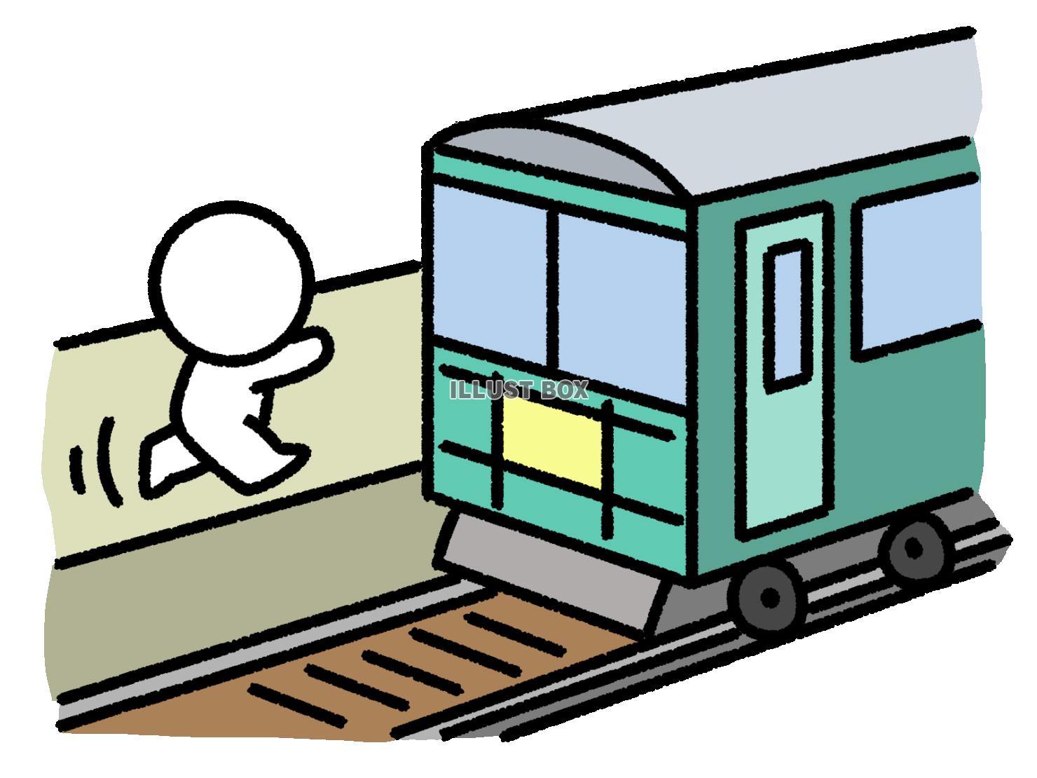 電車に乗ろうと走る棒人間