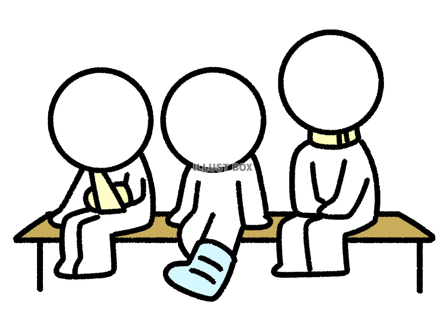 違う箇所を怪我をした3人の棒人間